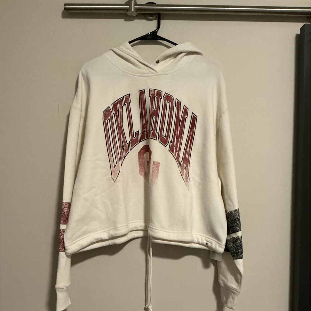 New! 47 Women's Cream and Red Oklahoma Sweater NWT Boomer Sooner Hoodie
